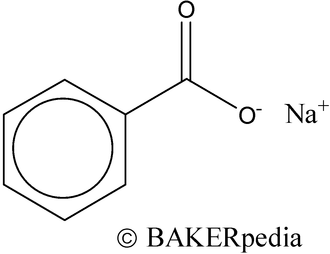 Chemical structure of sodium benzoate.