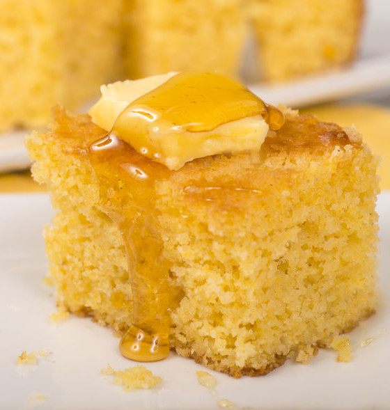 Cornbread is a special bakery product made from a chemically-leavened batter in the U.S. or from yeasted dough in Europe