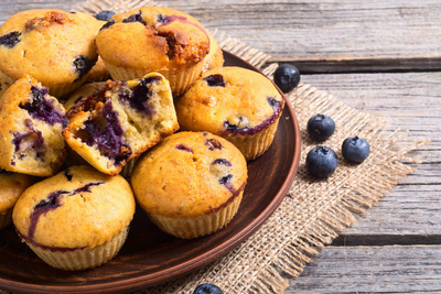 A scrumptious muffin with a healthy twist. Encompassing rolled oats and white whole wheat flour, this delectable blueberry muffin is lower in fat and higher in fiber than most other recipes found on the web.