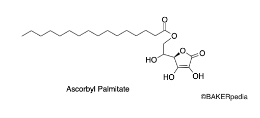 Ascorbyl palmitate is a food additive used as an antioxidant. It is an ester of ascorbic acid (Vitamin C) and palmitic acid.