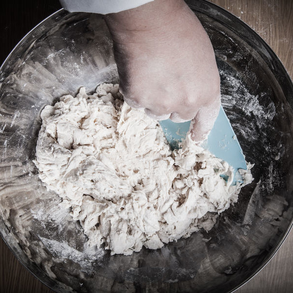 mixing hydration dough